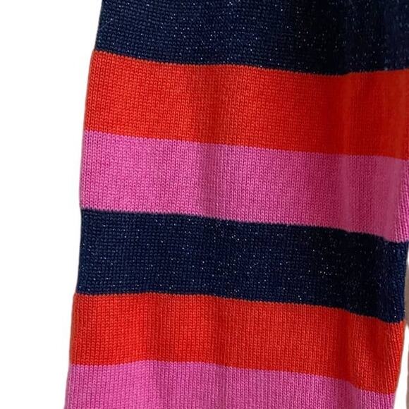 TOMMY HILFIGER Rainbow Striped-Sleeve Sweater V-Neck Pullover‎ SZ M NWOT - Picture 6 of 10